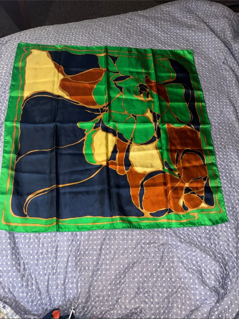 totes Rain Scarf Water Repellent Green, Navy, & Brown Floral Silky Accent Scarf